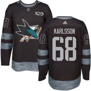 Herren San Jose Sharks Eishockey Trikot Melker Karlsson #68 Authentic Schwarz 1917-2017 100th Anniversary